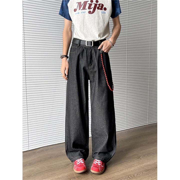 Men Wide Leg Mid-Rise Light Fade Jeans