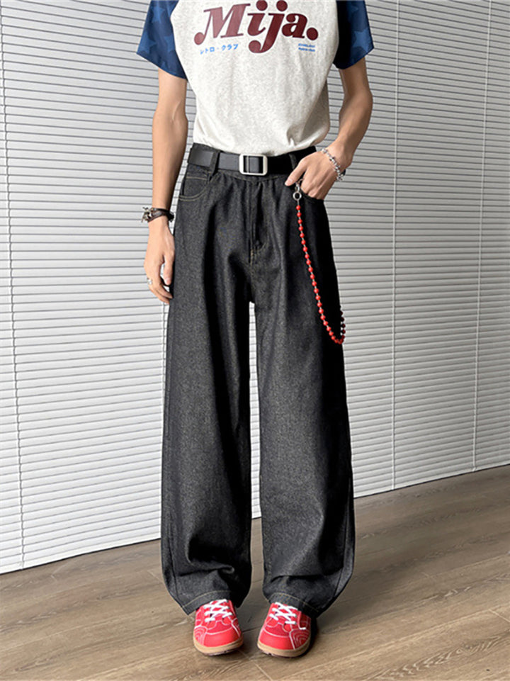 Men Wide Leg Mid-Rise Light Fade Jeans