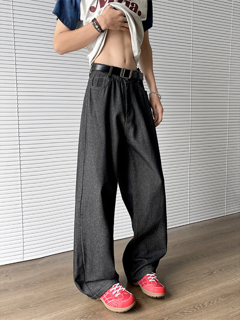 Men Wide Leg Mid-Rise Light Fade Jeans