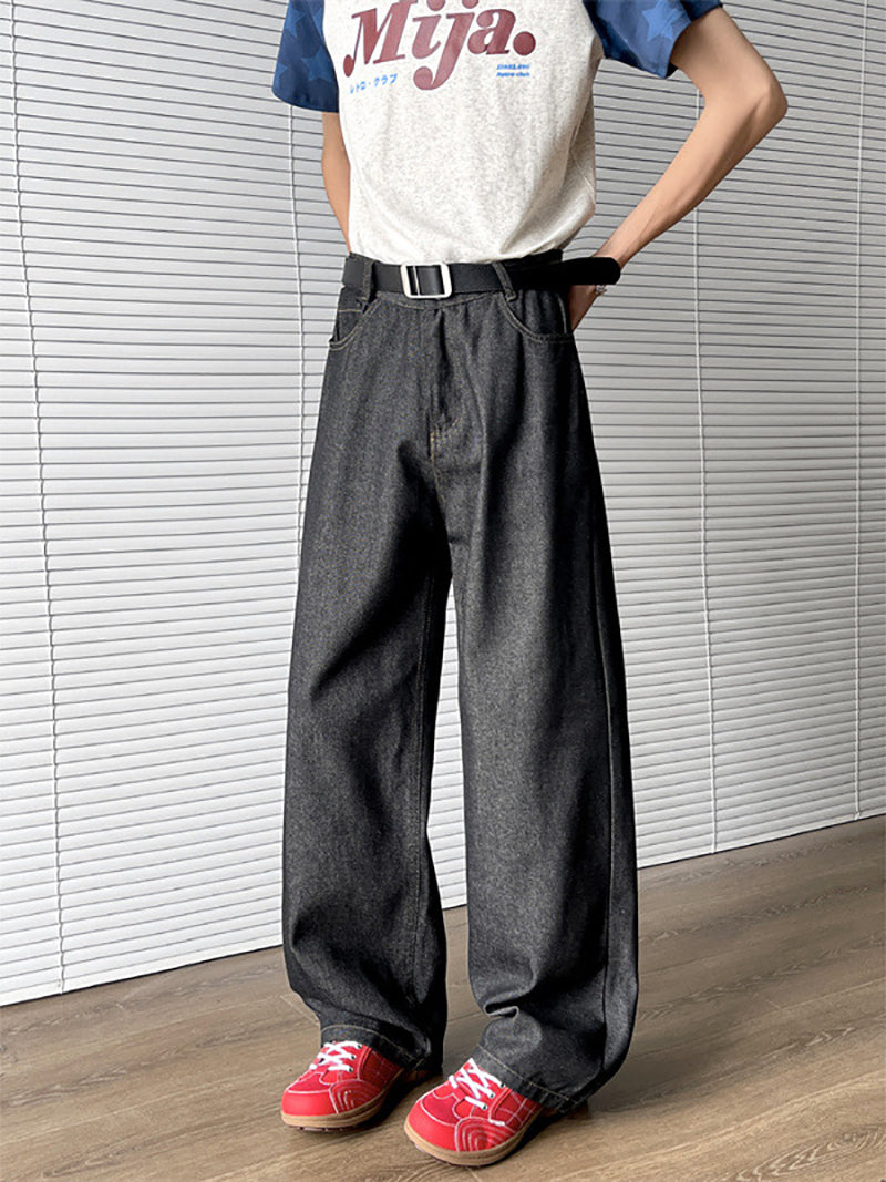 Men Wide Leg Mid-Rise Light Fade Jeans