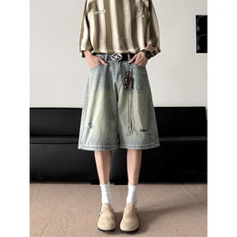 Men Baggy Distressed Denim Shorts