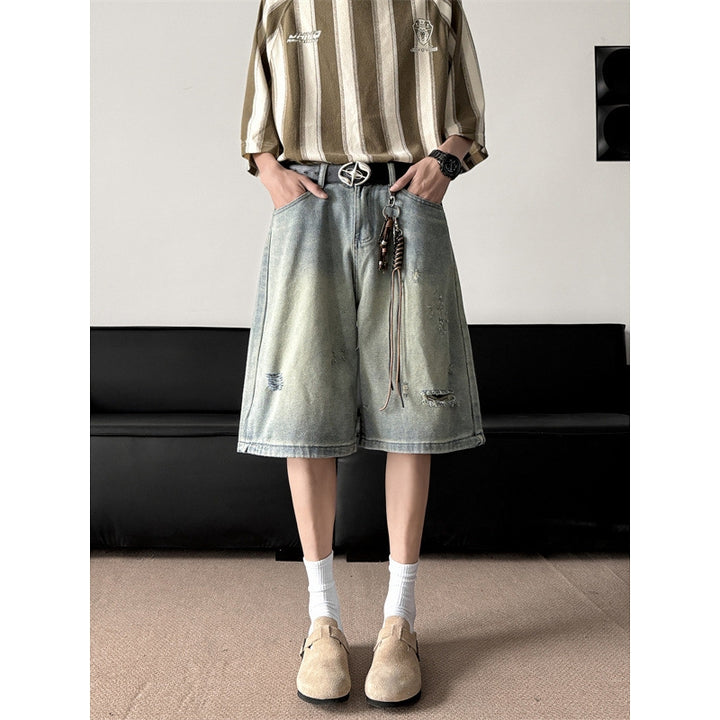 Men Baggy Distressed Denim Shorts