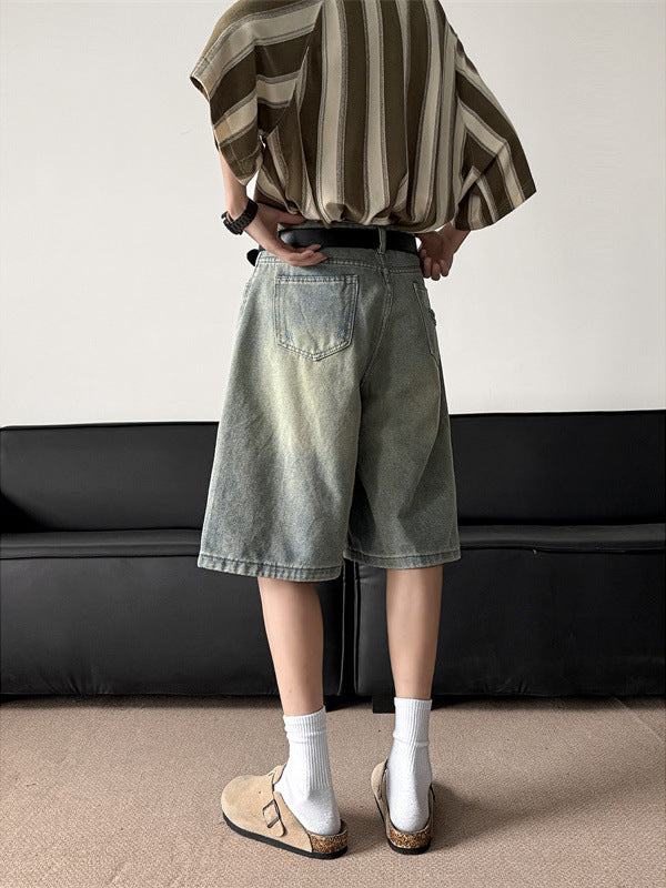 Men Baggy Distressed Denim Shorts