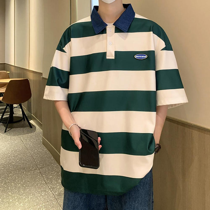 Men Colourblocked Polo Collar T-shirt