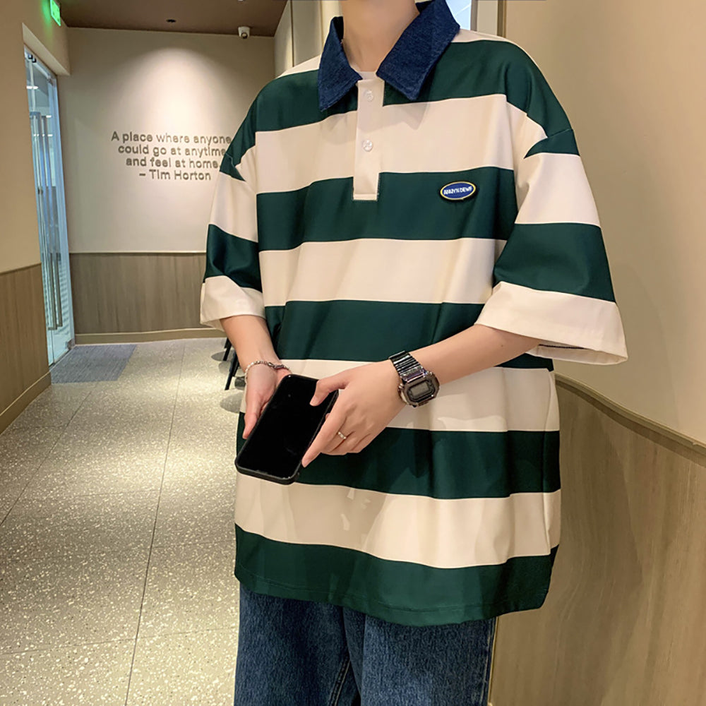 Men Colourblocked Polo Collar T-shirt