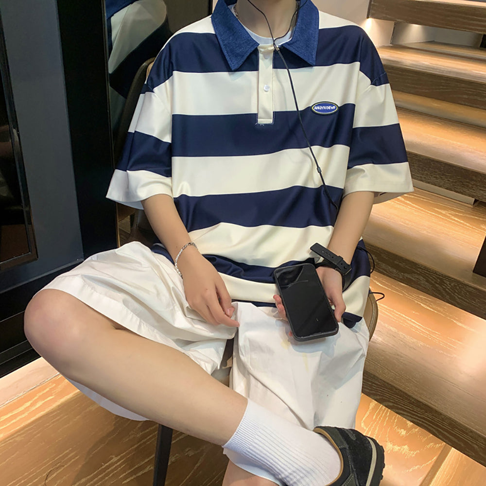 Men Colourblocked Polo Collar T-shirt