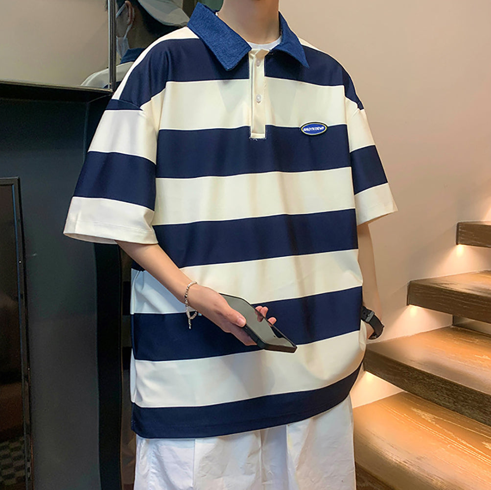Men Colourblocked Polo Collar T-shirt