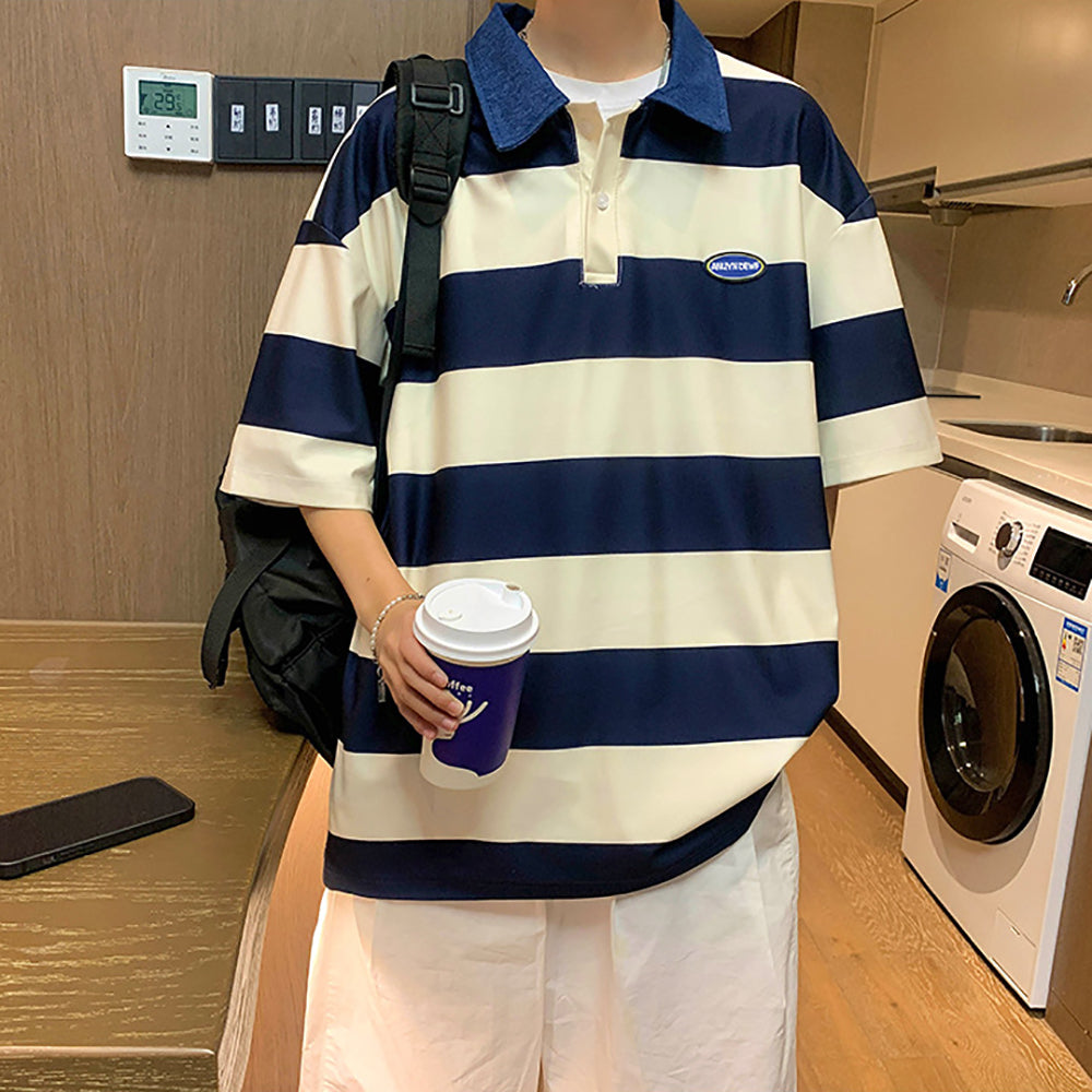 Men Colourblocked Polo Collar T-shirt