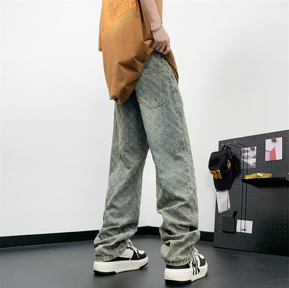 Men Baggy Fit Applique Jeans