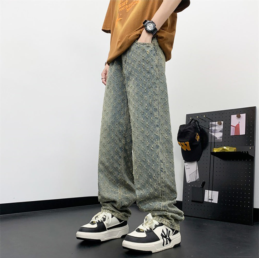 Men Baggy Fit Applique Jeans