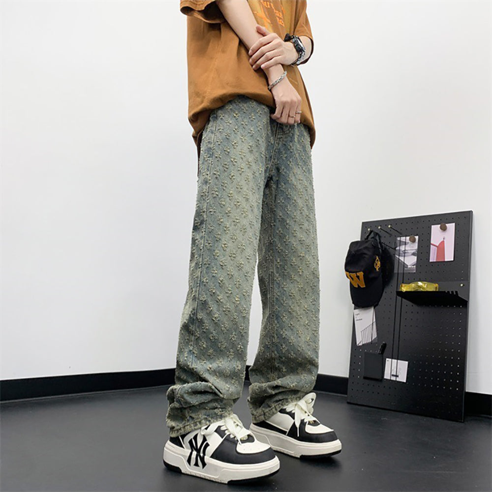 Men Baggy Fit Applique Jeans
