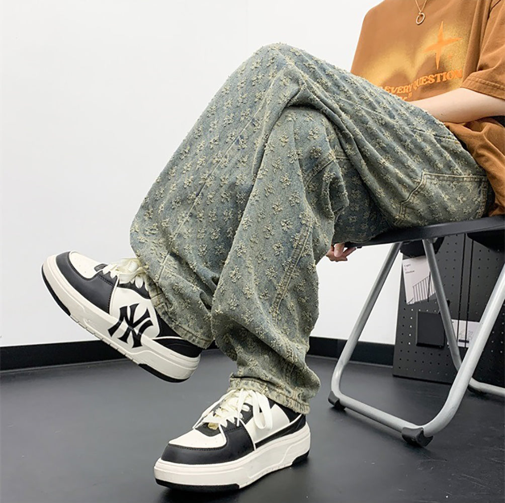 Men Baggy Fit Applique Jeans