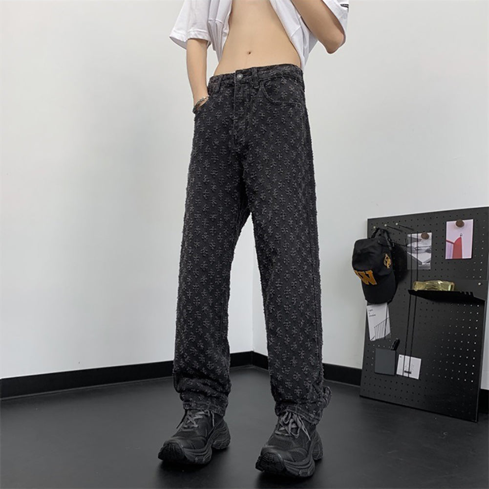 Men Straight Fit Applique Jeans