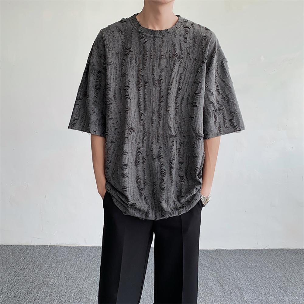 Men Self Design Oversized T-shirt