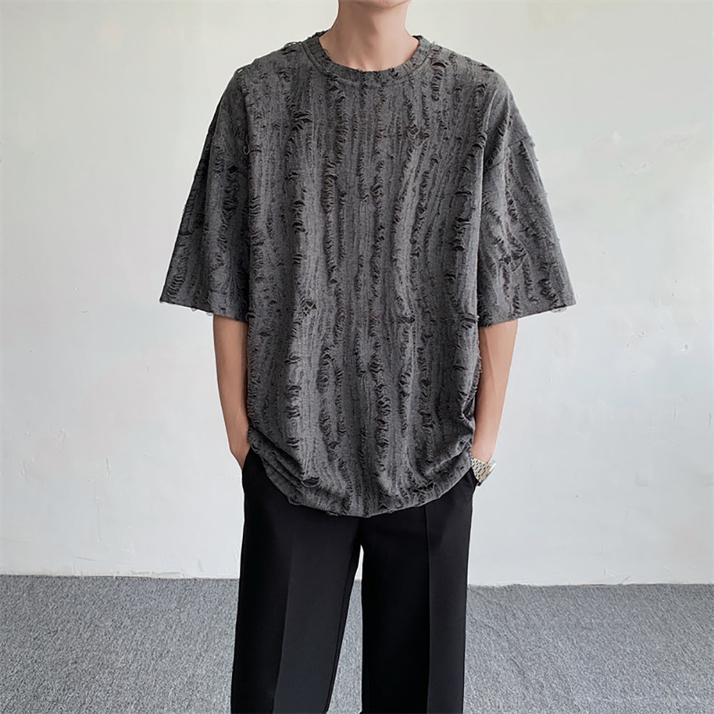 Men Self Design Oversized T-shirt