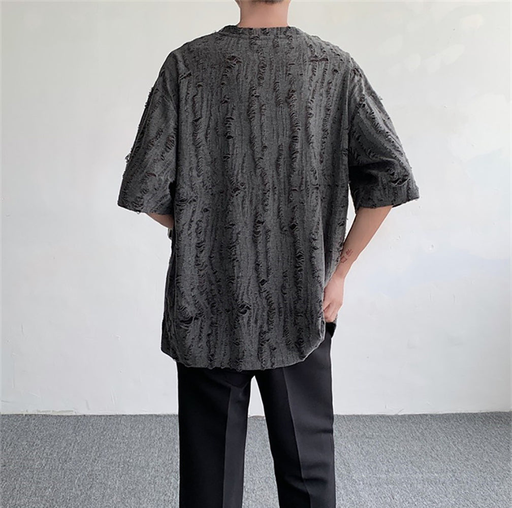 Men Self Design Oversized T-shirt