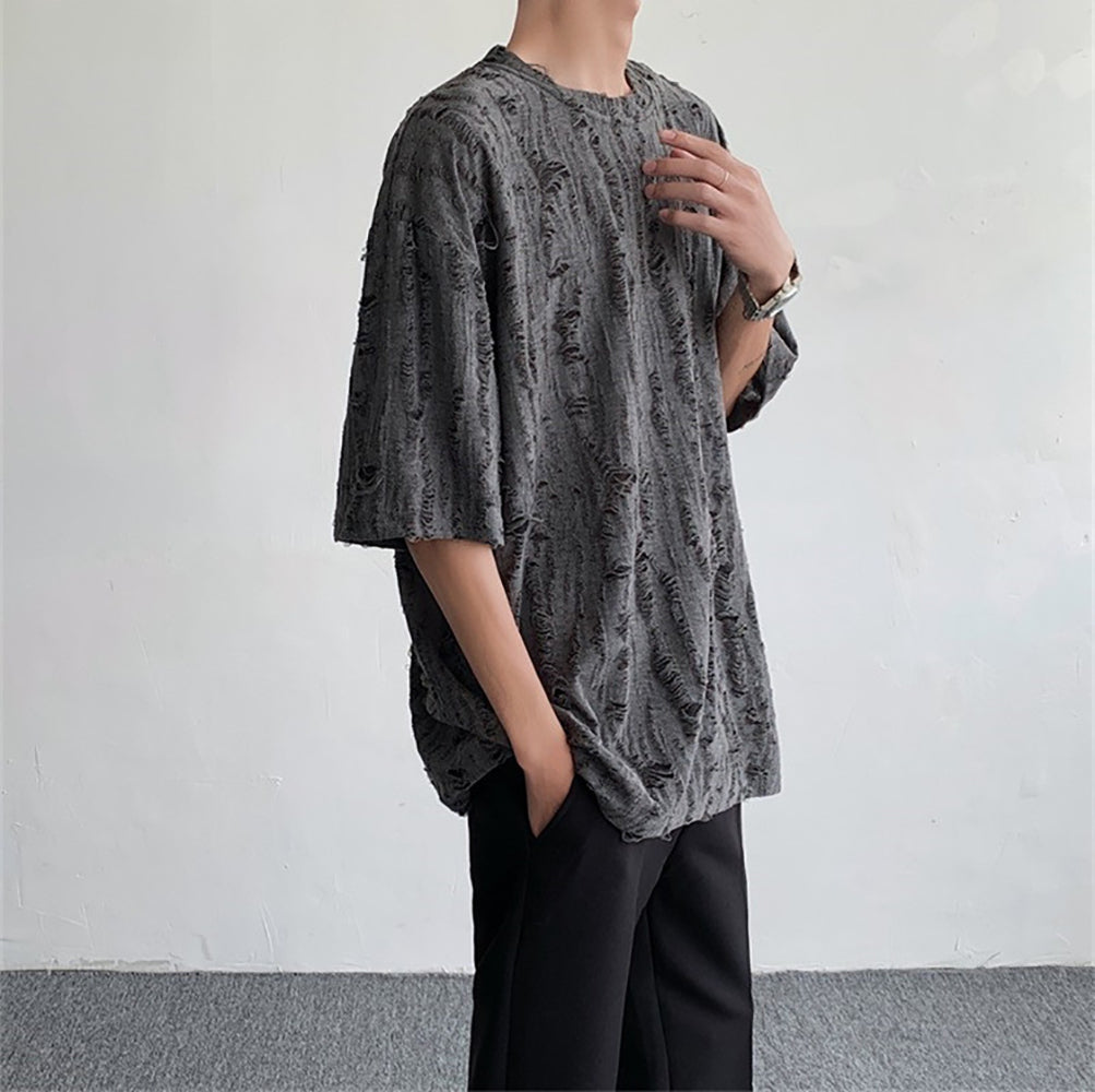 Men Self Design Oversized T-shirt