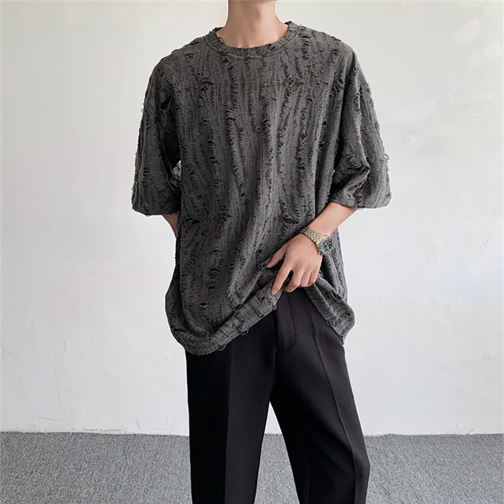 Men Self Design Oversized T-shirt