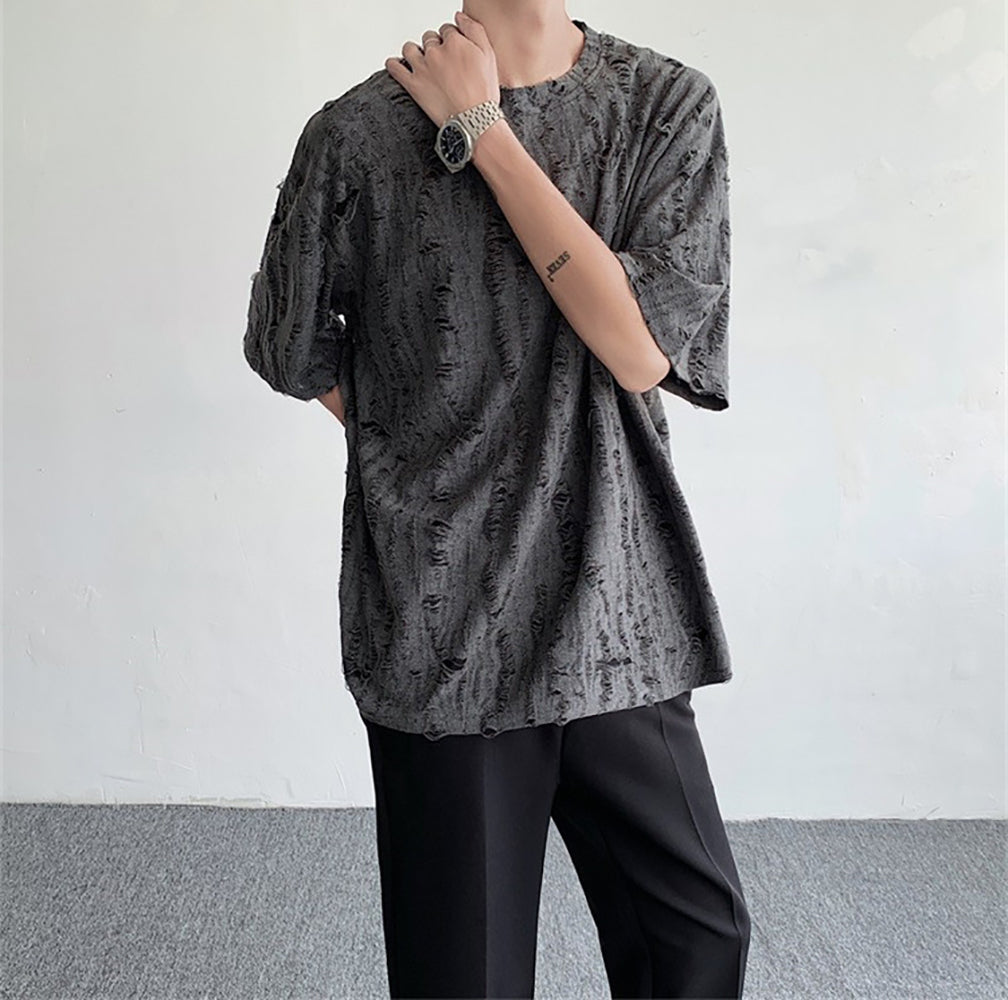 Men Self Design Oversized T-shirt