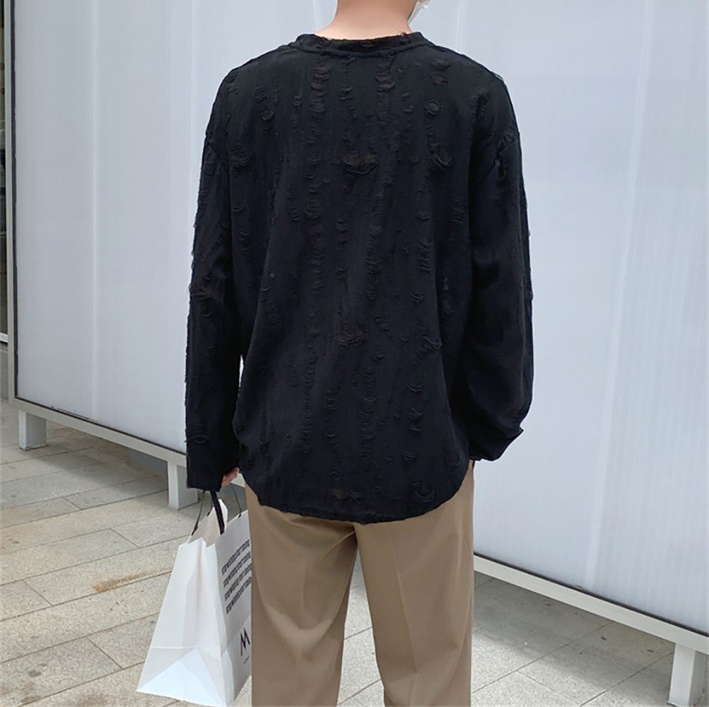 Men Self Design Relaxed T-shirt