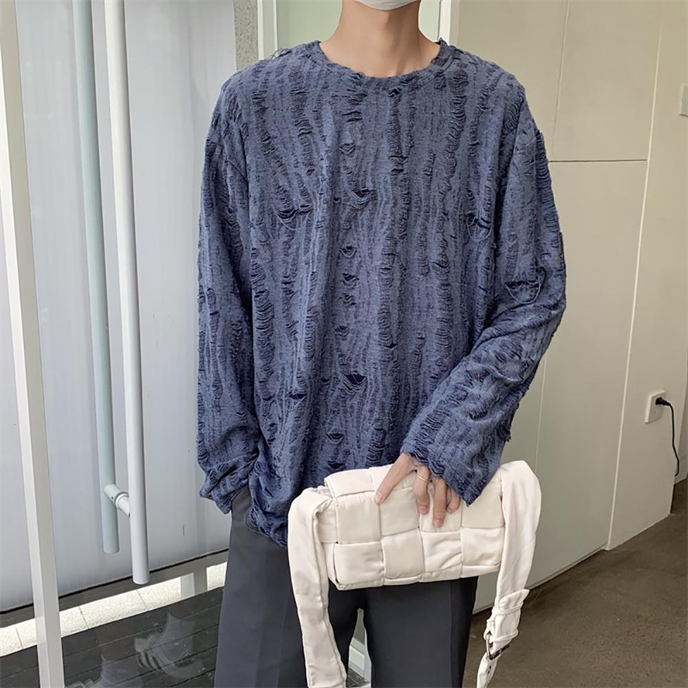Men Self Design Round Neck T-shirt