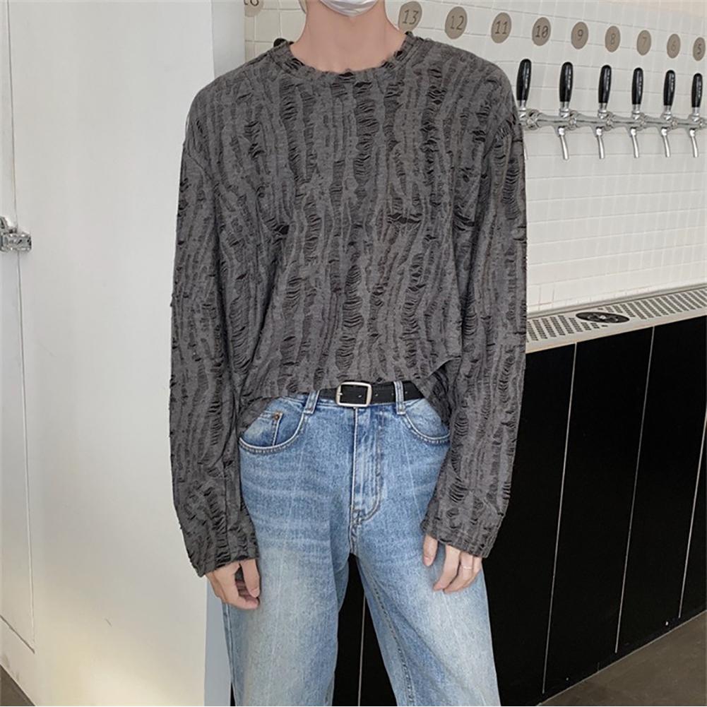 Men Self Design Round Neck T-shirt