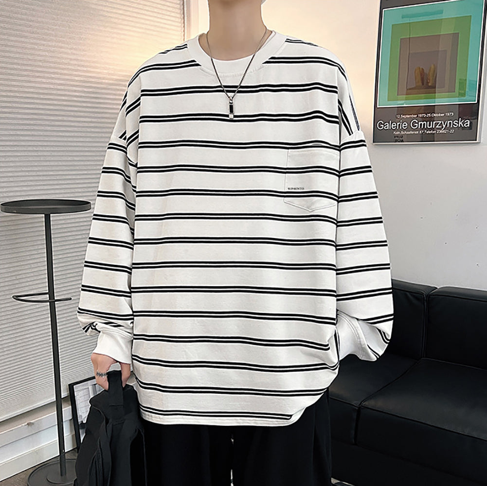 Men Striped Round Neck T-shirt