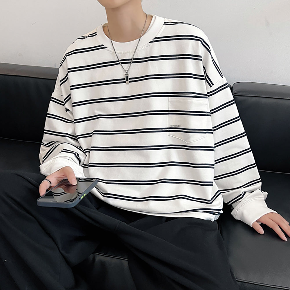 Men Striped Round Neck T-shirt