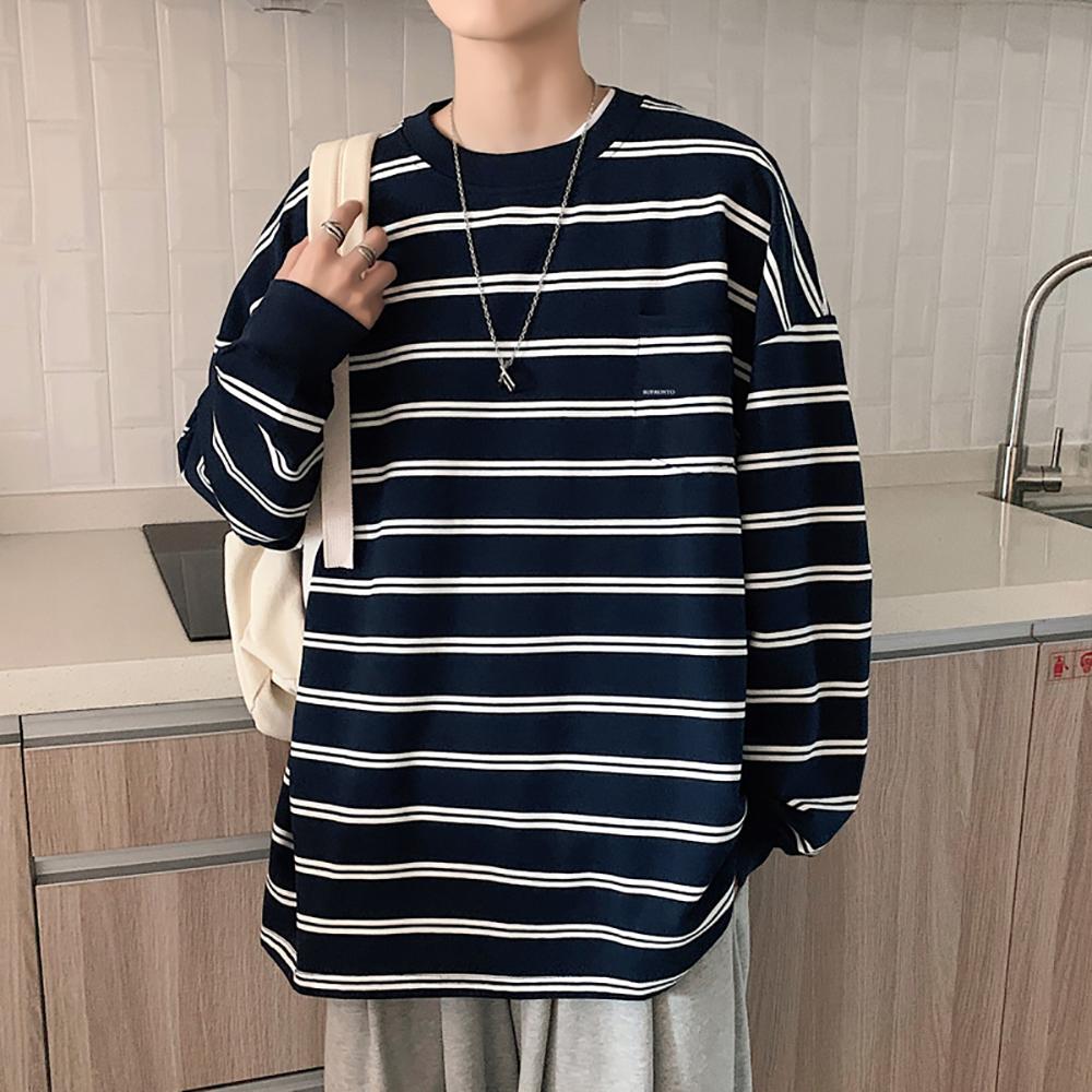 Men Striped Round Neck T-shirt