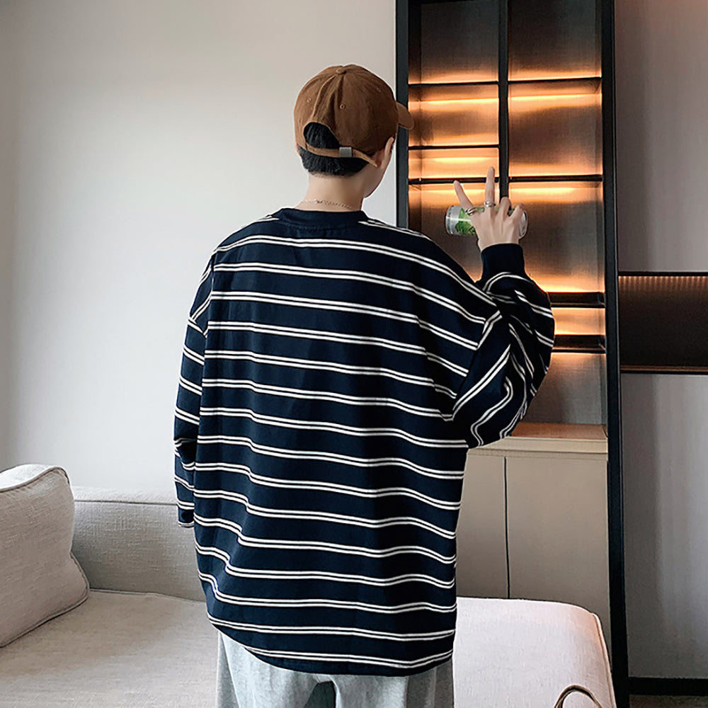 Men Striped Round Neck T-shirt