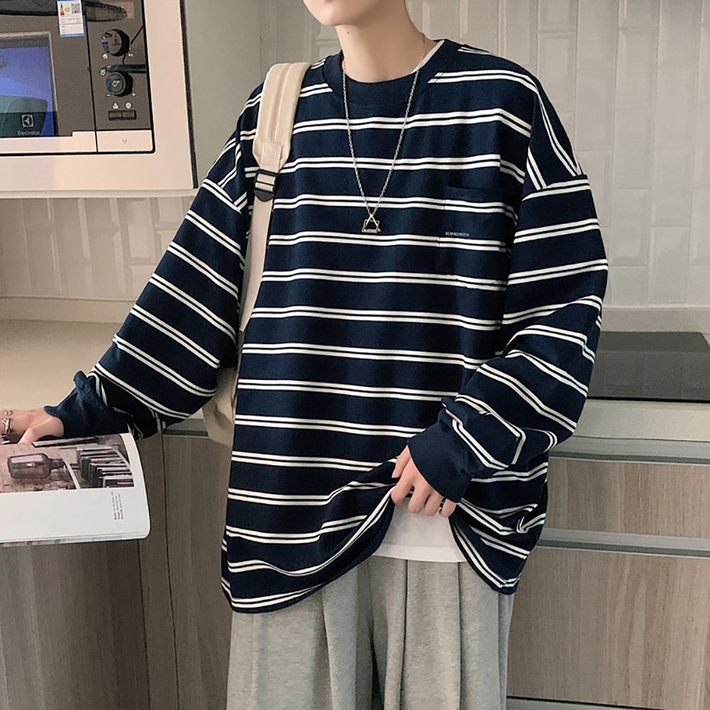 Men Striped Round Neck T-shirt