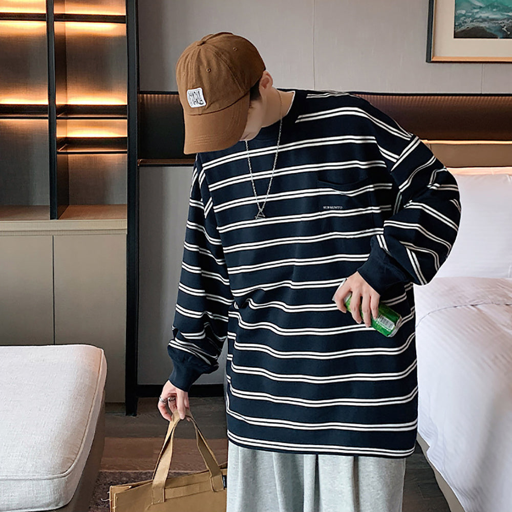 Men Striped Round Neck T-shirt