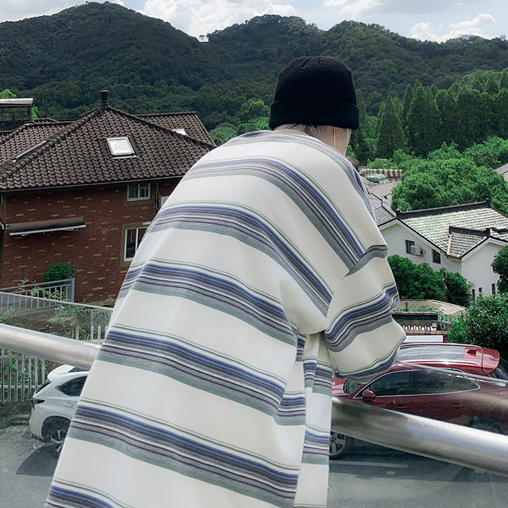Men Striped Oversized T-shirt