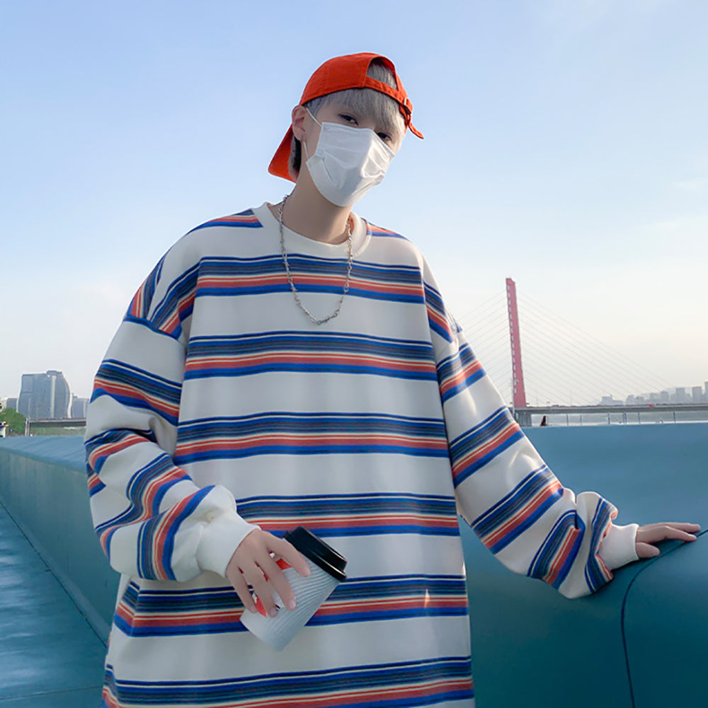 Men Striped Oversized T-shirt