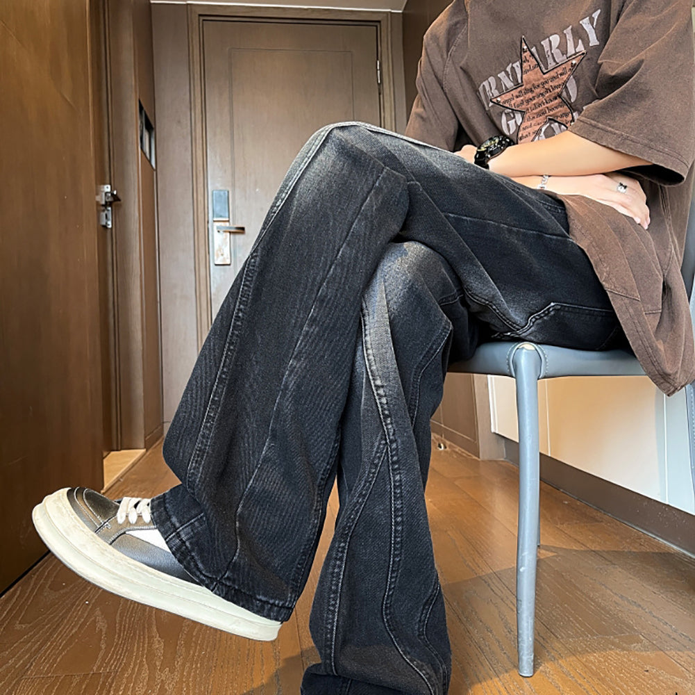 Men Wide Leg Dark Fade Jeans