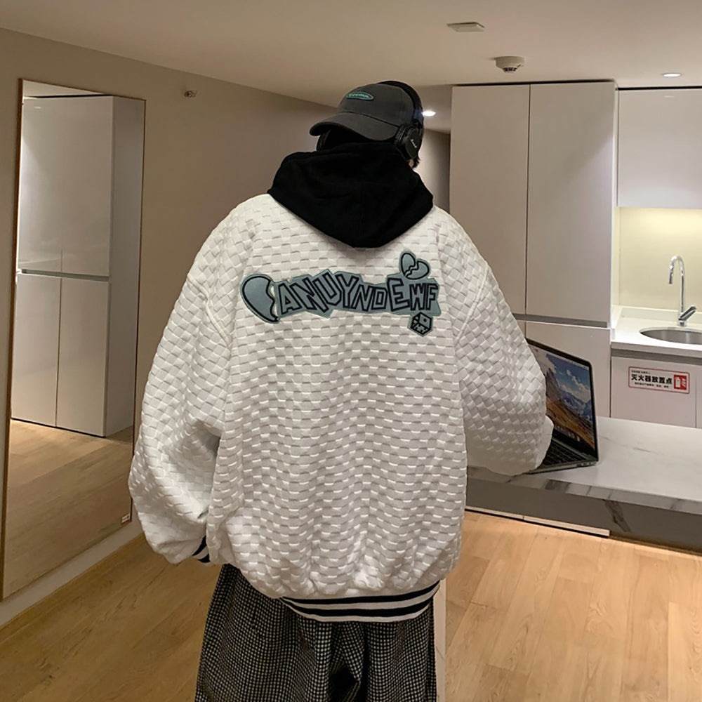 Men Hooded Typography Printed Casual Bomber Jacket
