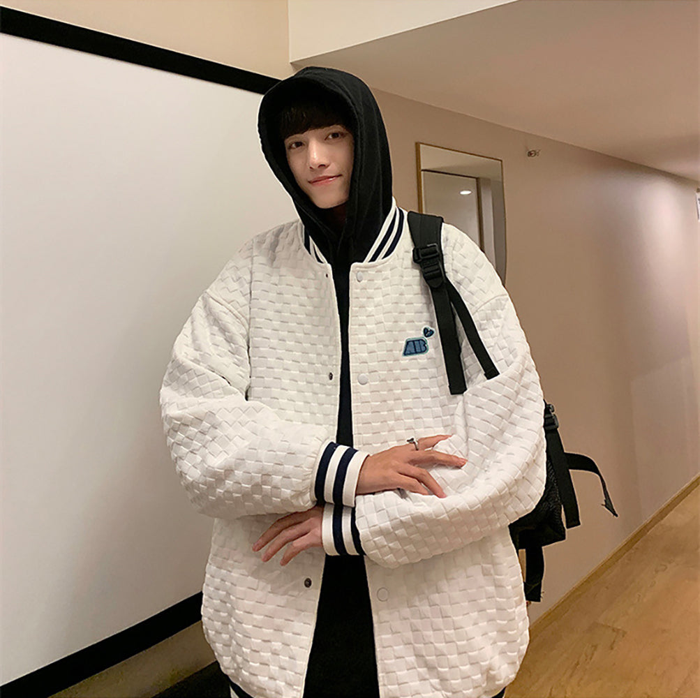 Men Hooded Typography Printed Casual Bomber Jacket