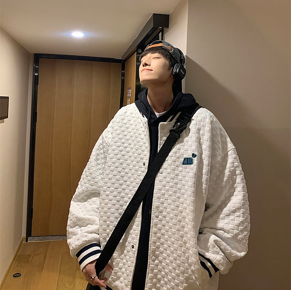 Men Hooded Typography Printed Casual Bomber Jacket