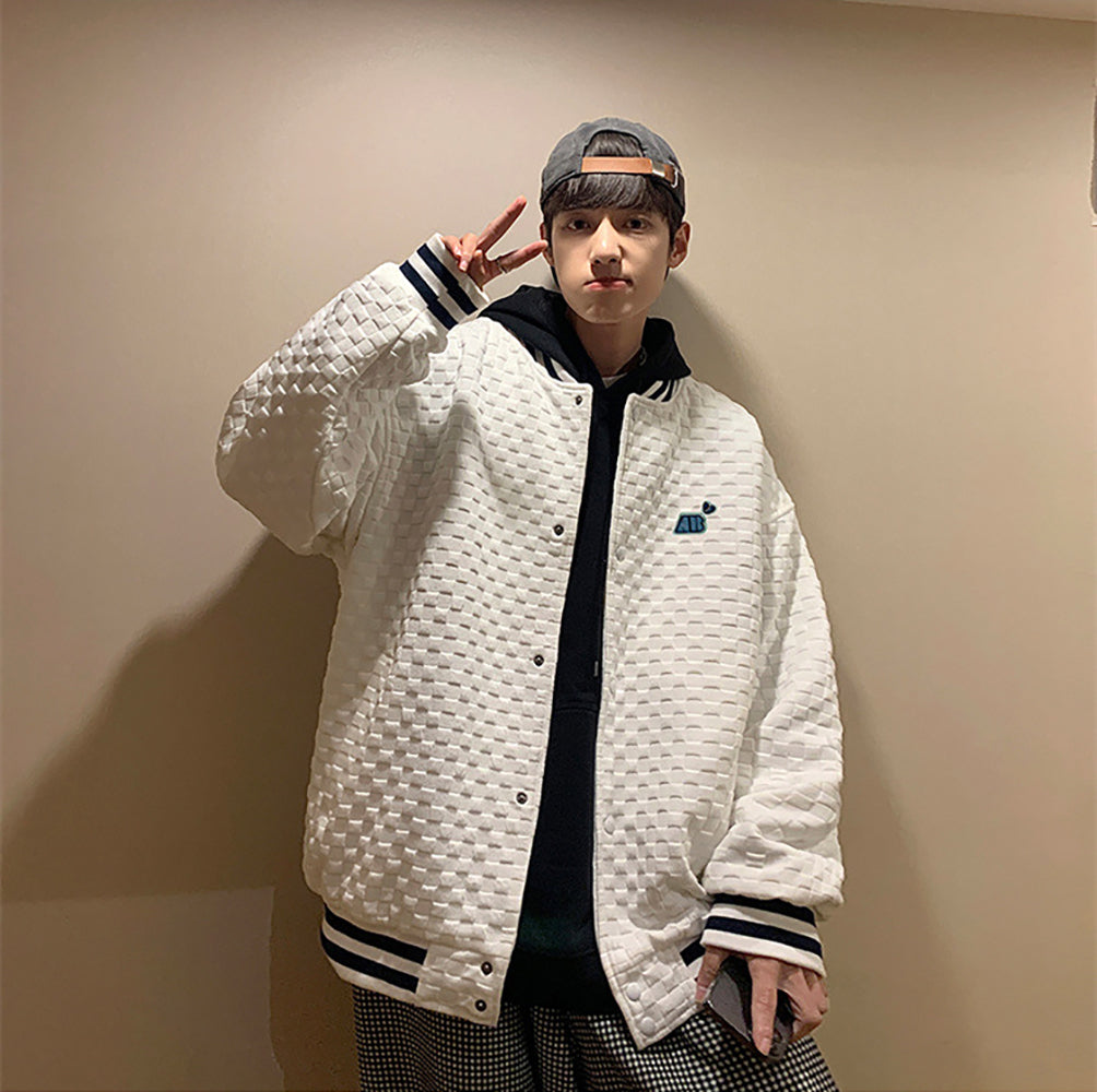 Men Hooded Typography Printed Casual Bomber Jacket