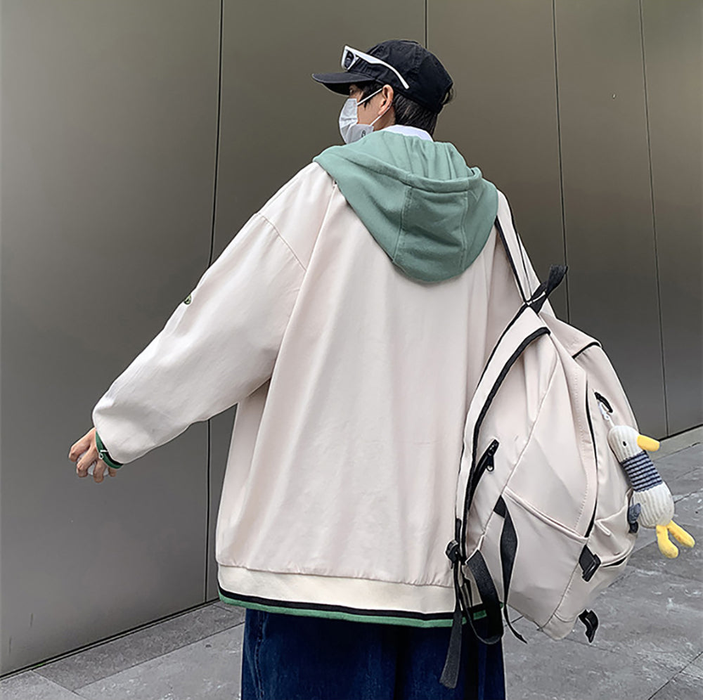 Men Hooded Typography Printed Casual Bomber Jacket