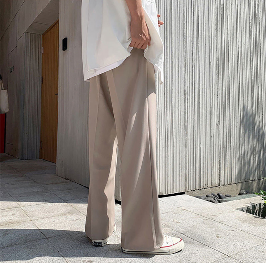 Men Loose Fit Easy Wash Flat-Front Wide Leg Trousers