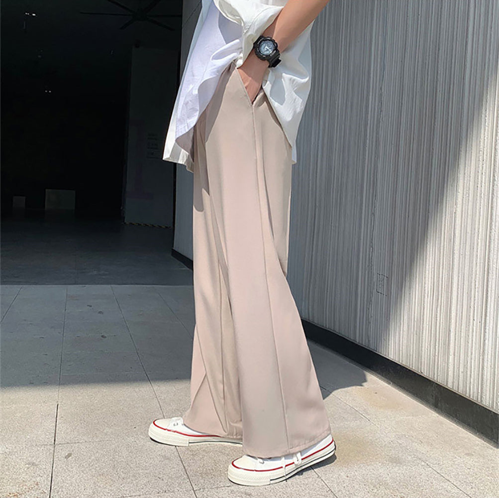 Men Loose Fit Easy Wash Flat-Front Wide Leg Trousers