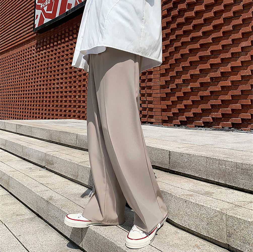 Men Loose Fit Easy Wash Flat-Front Wide Leg Trousers
