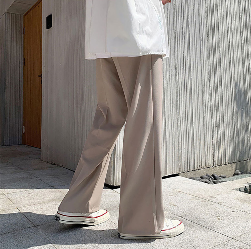 Men Loose Fit Easy Wash Flat-Front Wide Leg Trousers