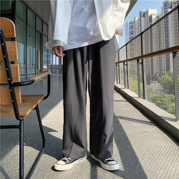 Men Loose Fit Easy Wash Wide Leg Trousers