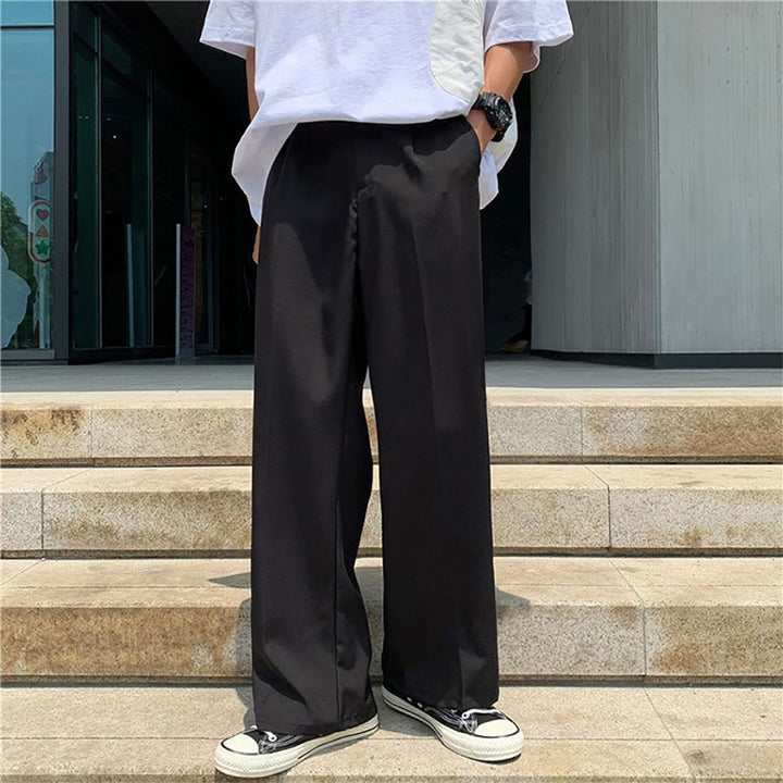 Men Loose Fit Easy Wash Wide Leg Trousers