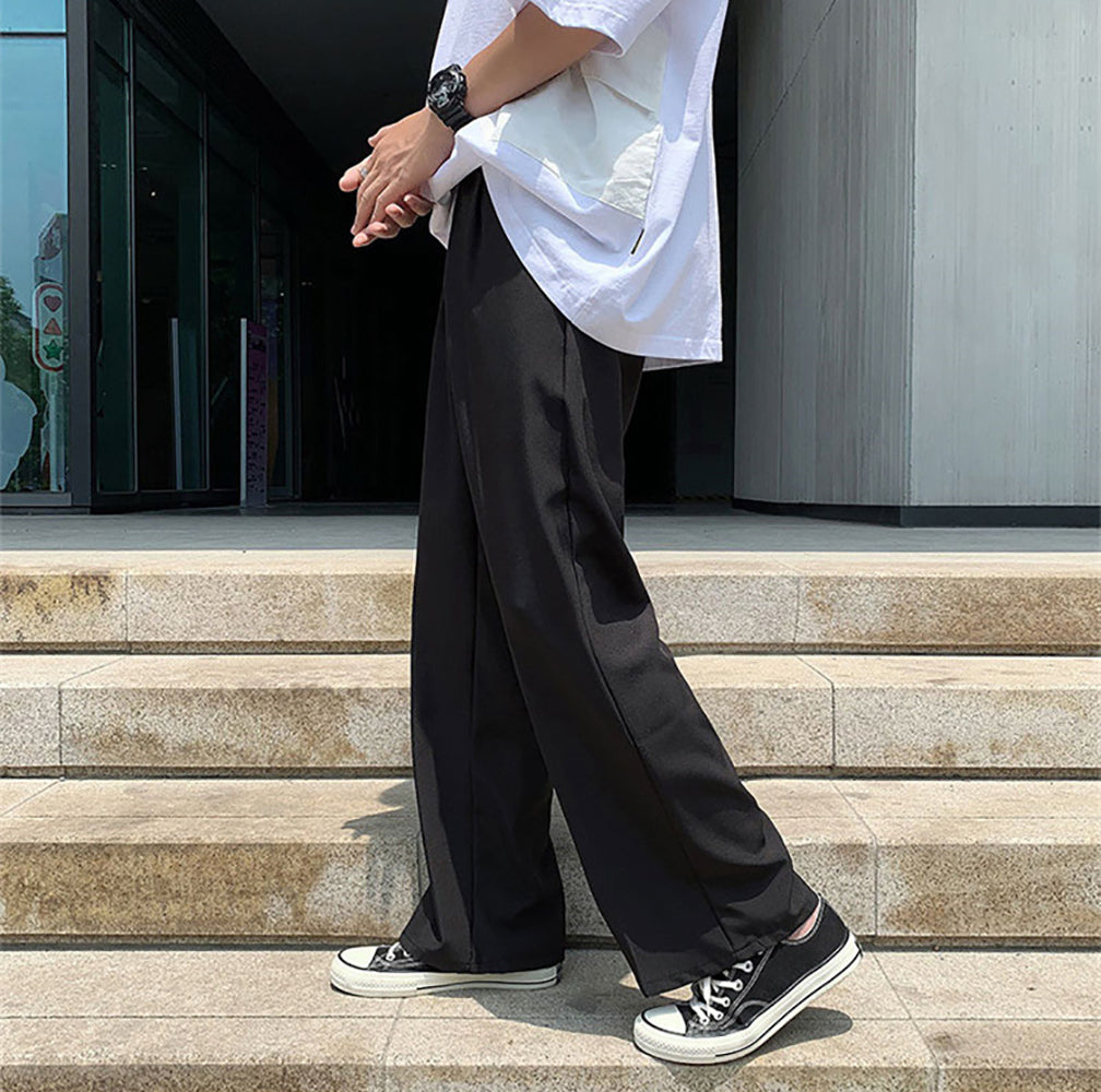 Men Loose Fit Easy Wash Wide Leg Trousers