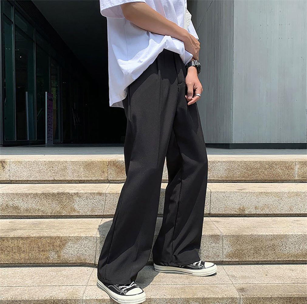 Men Loose Fit Easy Wash Wide Leg Trousers