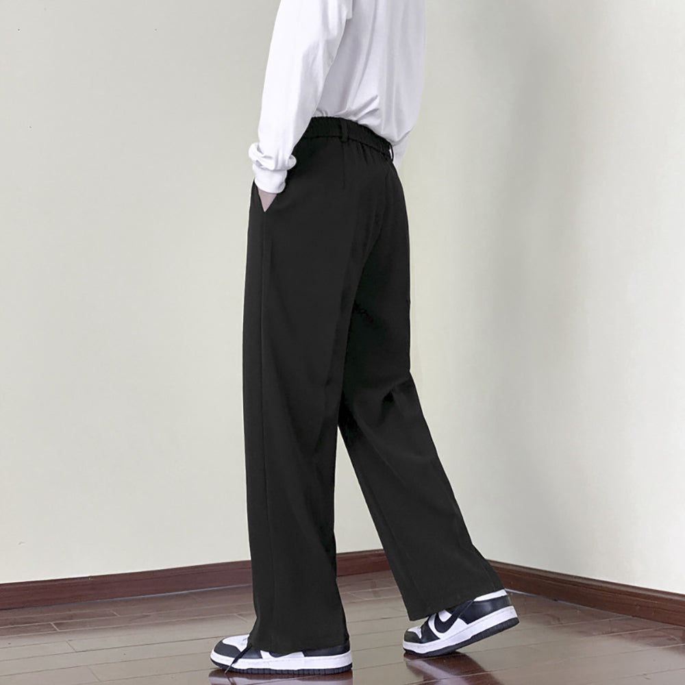 Men Loose Fit Pleated Wide Leg Trousers