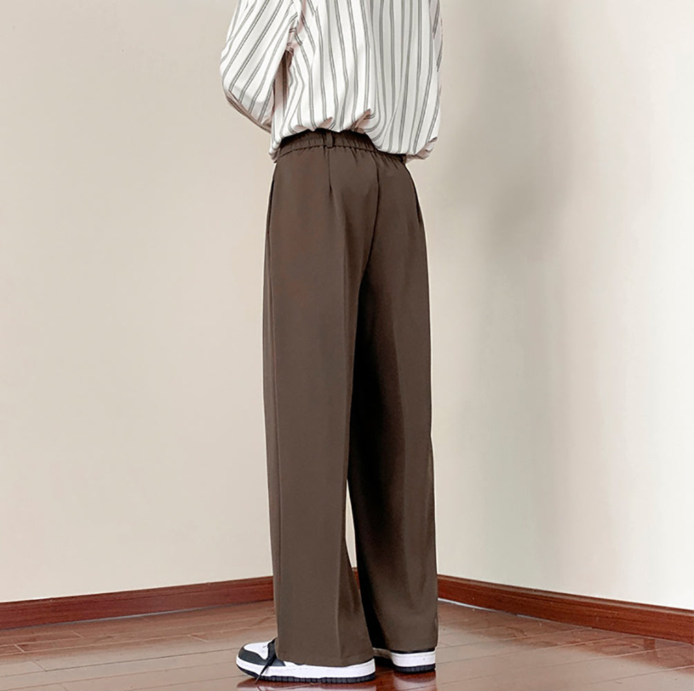 Men Loose Fit Easy Wash Pleated Trousers